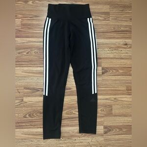 Adidas Kids Black Leggings with Triple White Stripes Size Small 8/10
